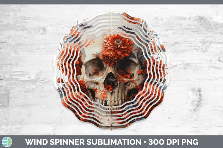 Skull Flowers 01 Chrysanthemum Wind Spinner Sublimation Spin