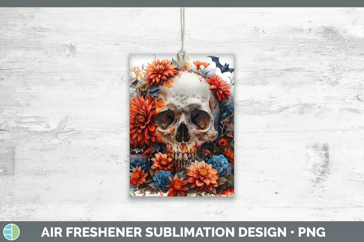 Skull Flowers 01 Dahlia Air Freshener Sublimation Car Freshe