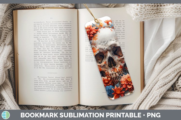 Skull Flowers 01 Dahlia Bookmark Sublimation Printable Desig