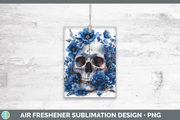 Skull Flowers 01 Delphinium Air Freshener Sublimation Car Fr