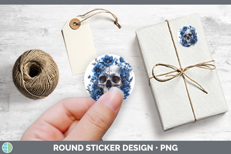 GorgeousSkull Flowers 01 Stickers design.