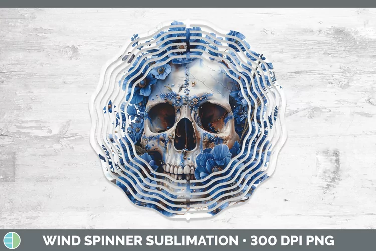 Skull Flowers 01 Delphinium Wind Spinner Sublimation Spinner