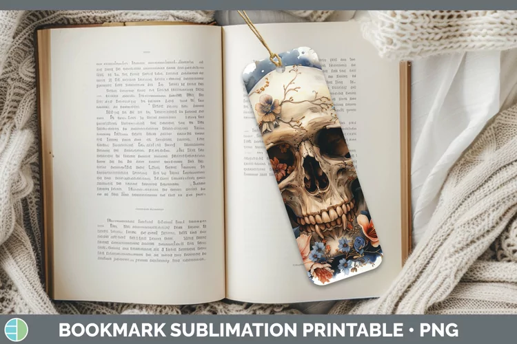 Skull Flowers 01 Freesia Bookmark Sublimation Printable Desi