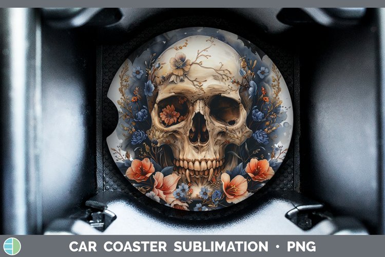 Skull Flowers 01 Freesia Car Coaster Sublimation Coaster Des