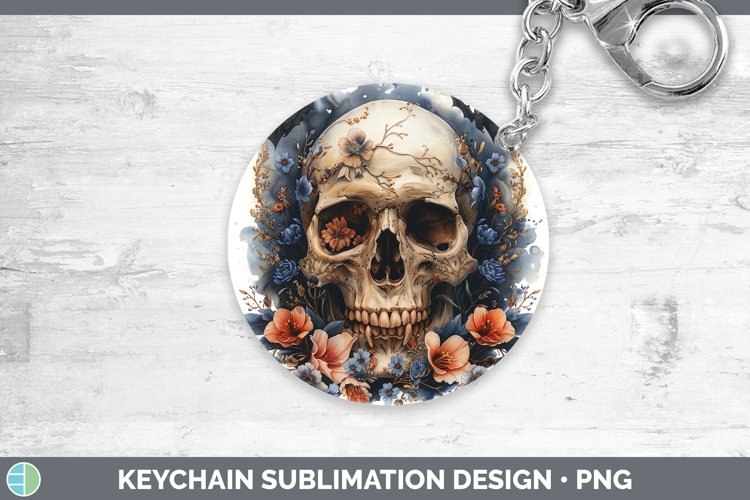 Skull Flowers 01 Freesia Keychain Sublimation Keyring Design
