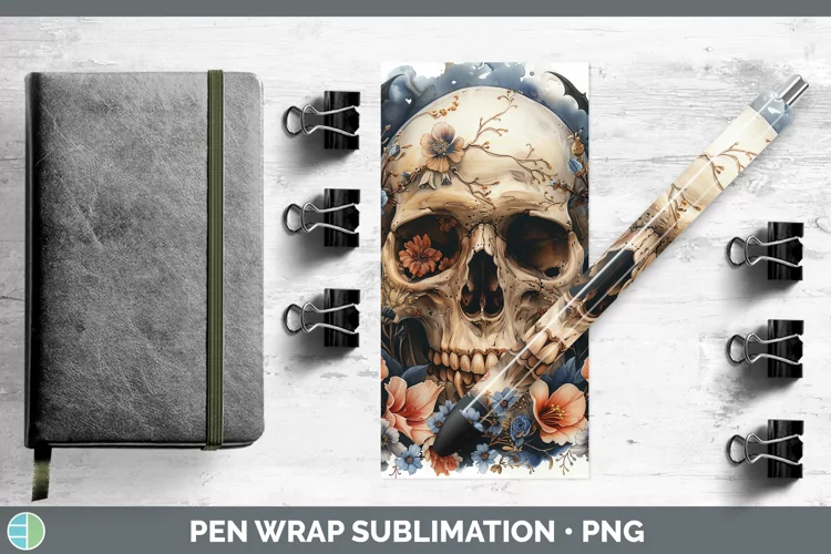 Skull Flowers 01 Freesia Pen Wrap Sublimation Epoxy Pen Desi