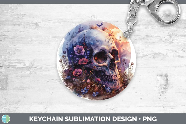 GorgeousSkull Flowers 01 Keychain design.