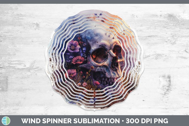 GorgeousSkull Flowers 01 Wind Spinner design.