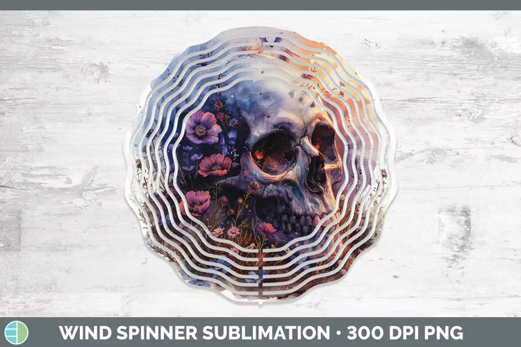 Skull Flowers 01 Geranium Wind Spinner Sublimation Spinner D
