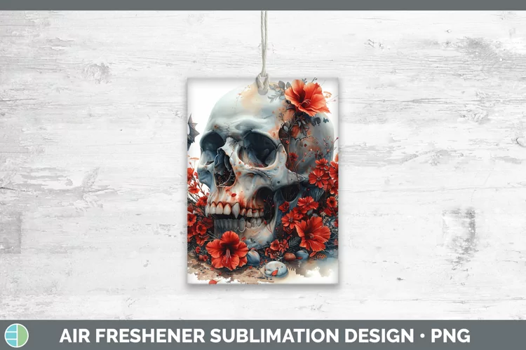 Skull Flowers 01 Gladiolus Air Freshener Sublimation Car Fre