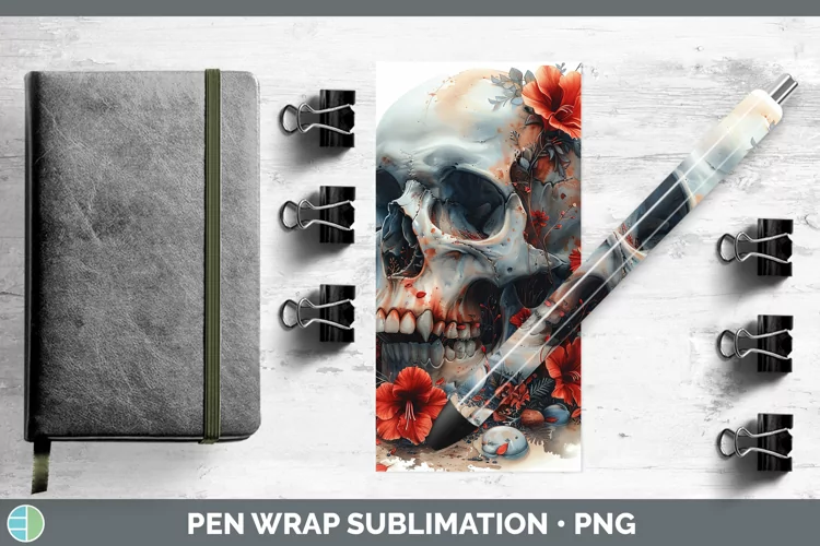 Skull Flowers 01 Gladiolus Pen Wrap Sublimation Epoxy Pen De