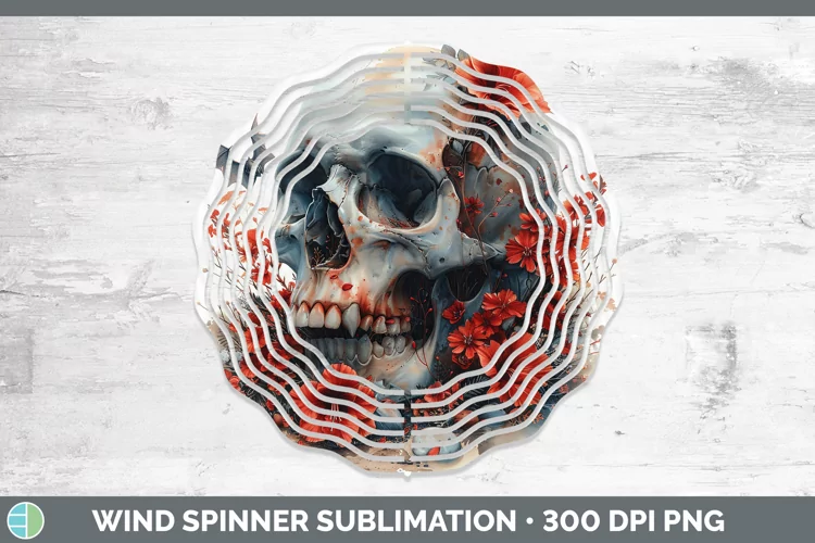 Skull Flowers 01 Gladiolus Wind Spinner Sublimation Spinner