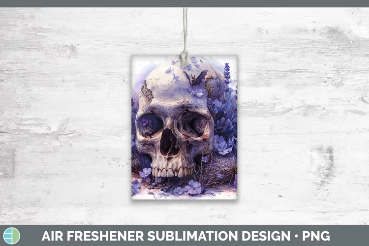 Skull Flowers 01 Lavender Air Freshener Sublimation Car Fres