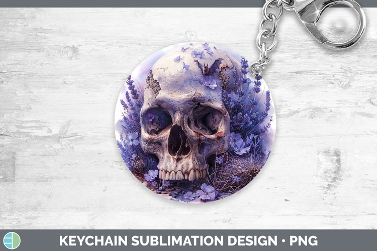 GorgeousSkull Flowers 01 Keychain design.