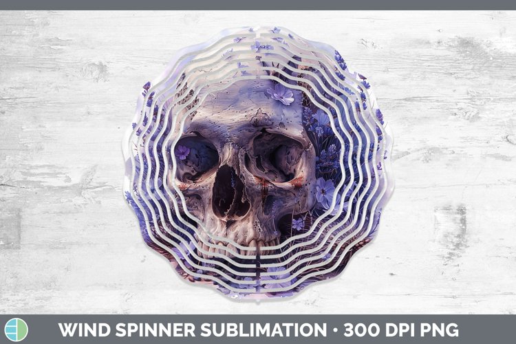 Skull Flowers 01 Lavender Wind Spinner Sublimation Spinner D