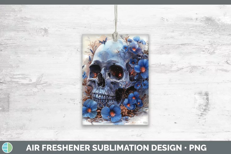 Skull Flowers 01 Periwinkle Air Freshener Sublimation Car Fr