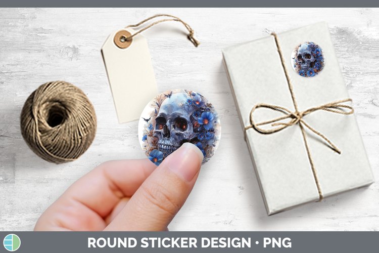 GorgeousSkull Flowers 01 Stickers design.