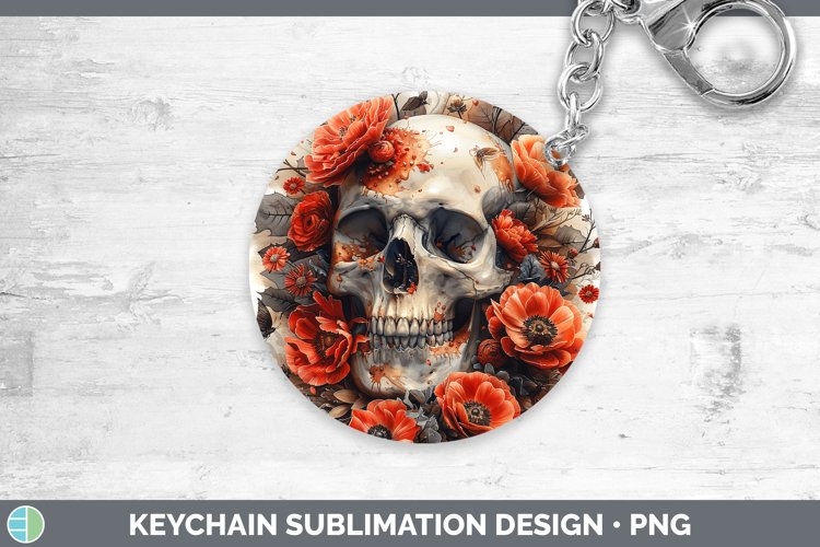 GorgeousSkull Flowers 01 Keychain design.