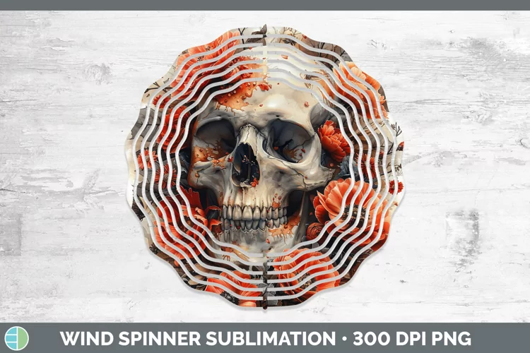 Skull Flowers 01 Ranunculus Wind Spinner Sublimation Spinner