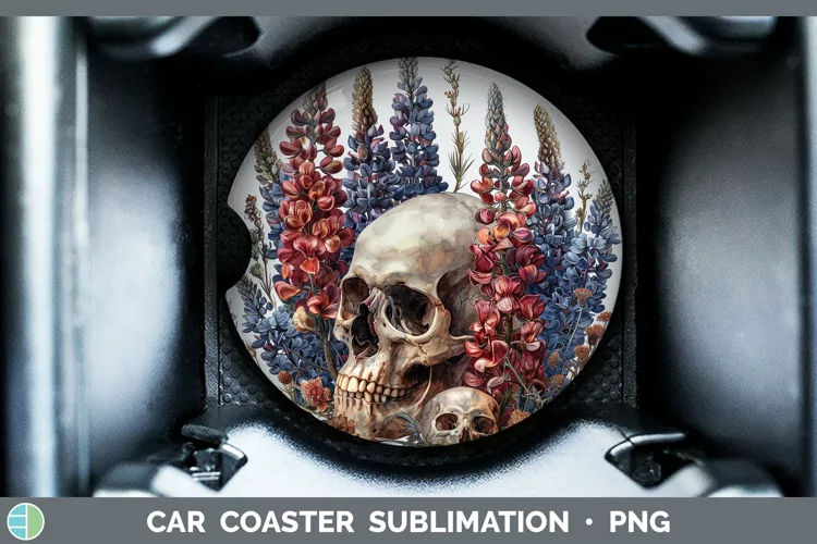 Skull Flowers 01 Snapdragon Car Coaster Sublimation Coaster
