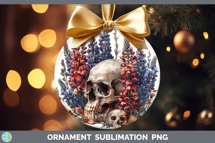 Skull Flowers 01 Snapdragon Ornament Sublimation Bauble Desi