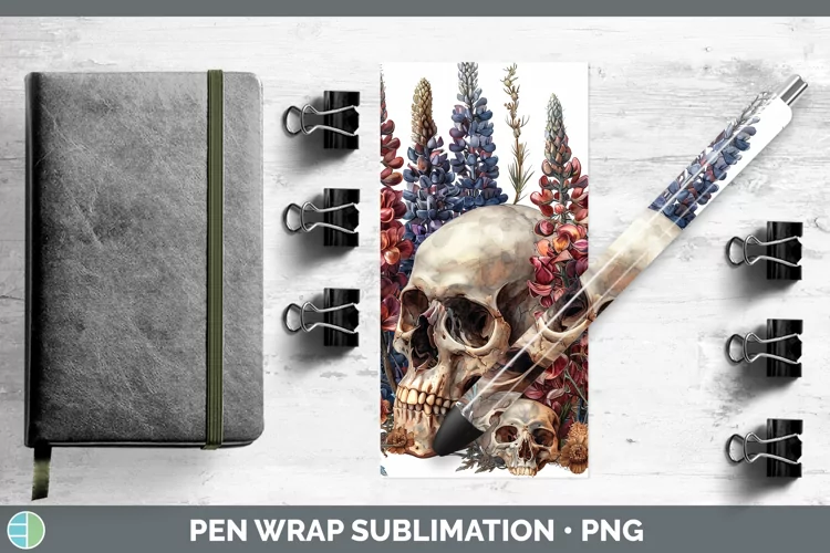Skull Flowers 01 Snapdragon Pen Wrap Sublimation Epoxy Pen D