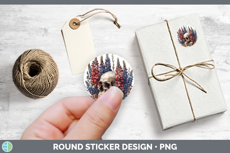 GorgeousSkull Flowers 01 Stickers design.