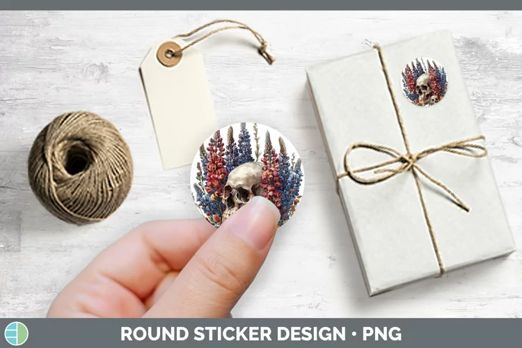 Skull Flowers 01 Snapdragon Stickers | Round Labels Designs