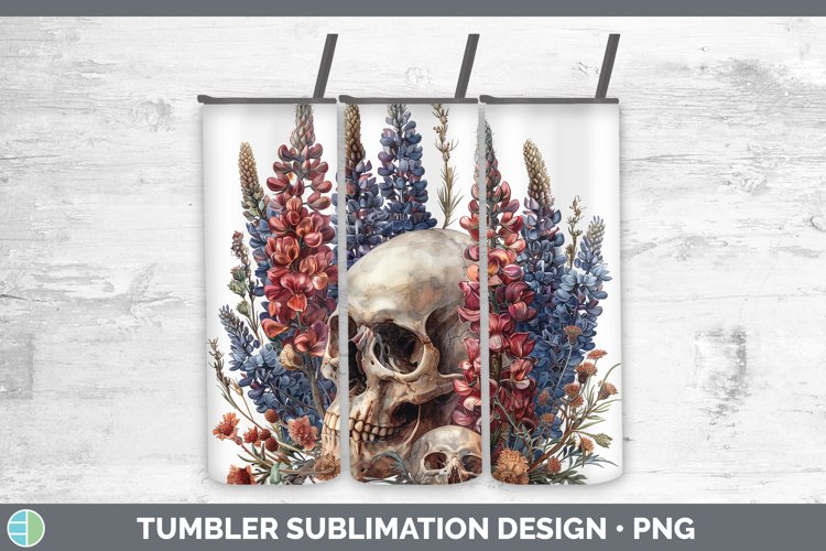 Skull Flowers 01 Snapdragon Tumbler Sublimation 20 oz Skinny