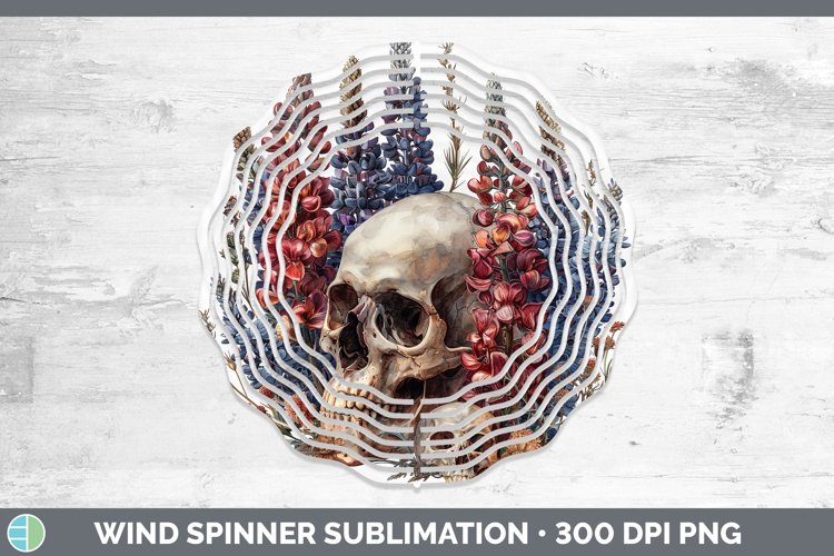 Skull Flowers 01 Snapdragon Wind Spinner Sublimation Spinner