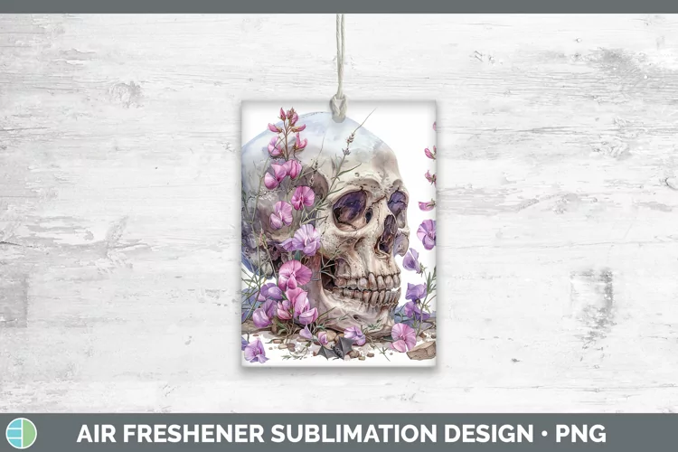 Skull Flowers 01 Sweet Pea Air Freshener Sublimation Car Fre