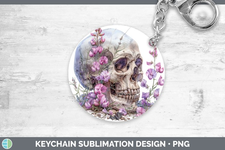 GorgeousSkull Flowers 01 Keychain design.