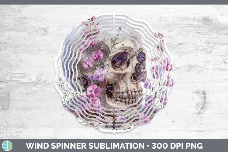 Skull Flowers 01 Sweet Pea Wind Spinner Sublimation Spinner