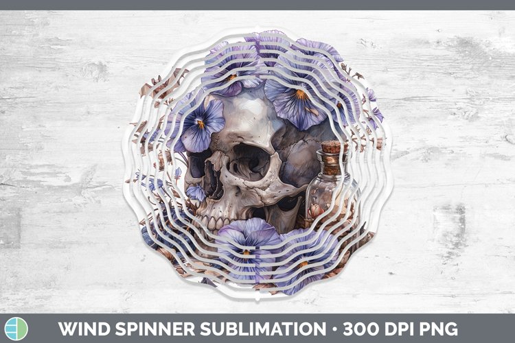 GorgeousSkull Flowers 01 Wind Spinner design.