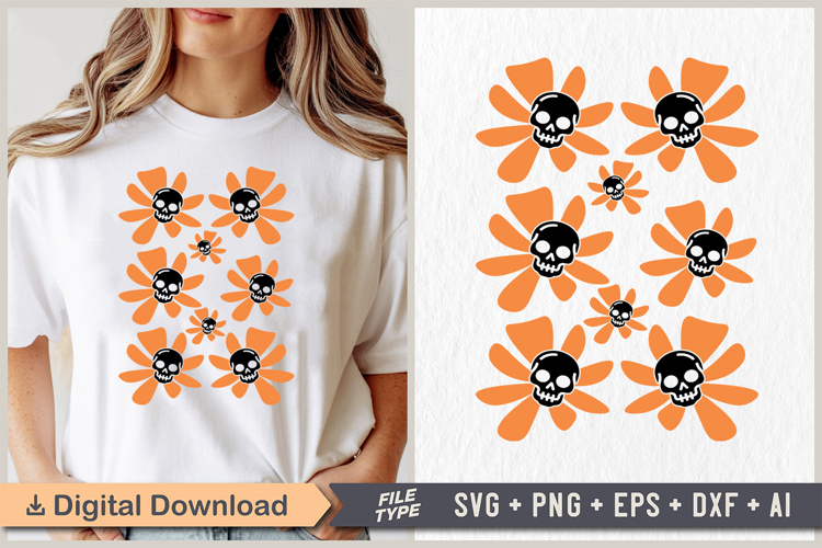 Skull in Flower SVG | Halloween PNG | Skull Clipart | Skull