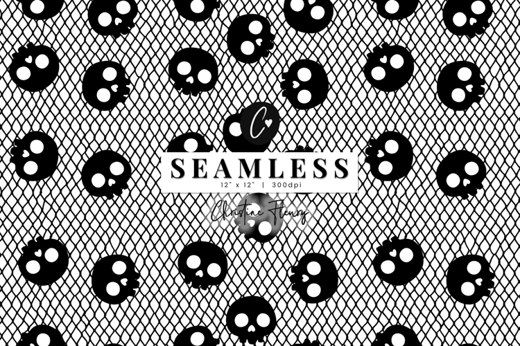 Seamless Skull Lace Pattern | Halloween PNG