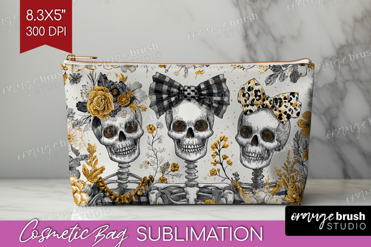Skull Mama Halloween Cosmetic Bag Spooky Season Makeup Bag