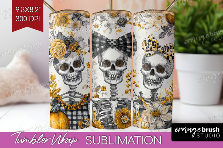 Skull Mama Halloween Tumbler Wrap Spooky Season Tumbler PNG