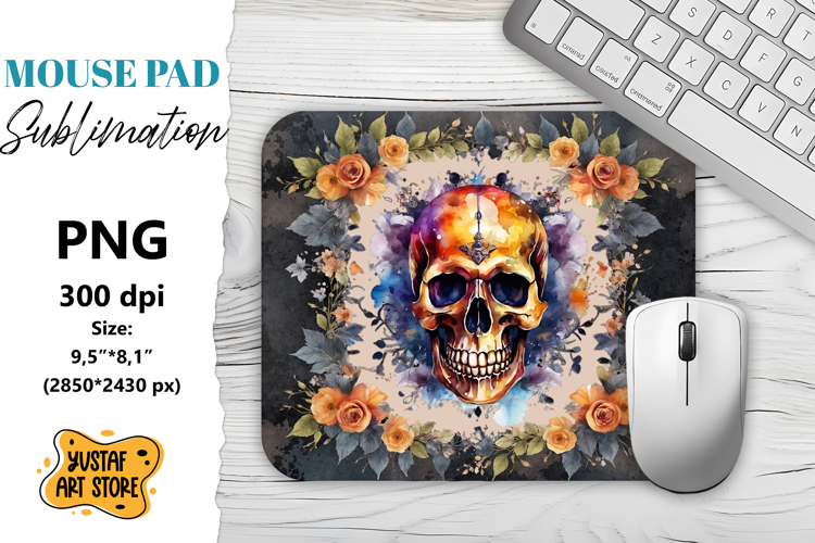 Skull mouse pad sublimation. Halloween mouse pad