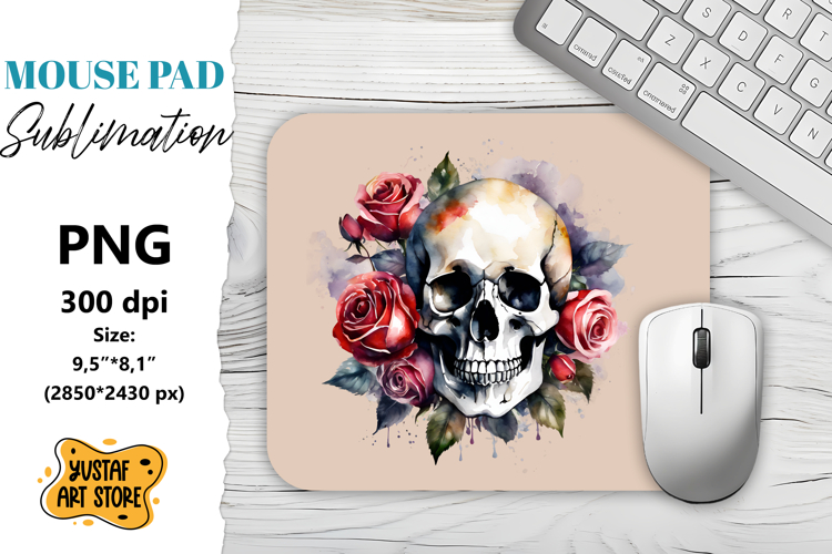 Skull mouse pad sublimation. Halloween mouse pad
