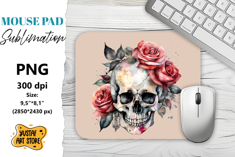 Skull mouse pad sublimation. Halloween mouse pad