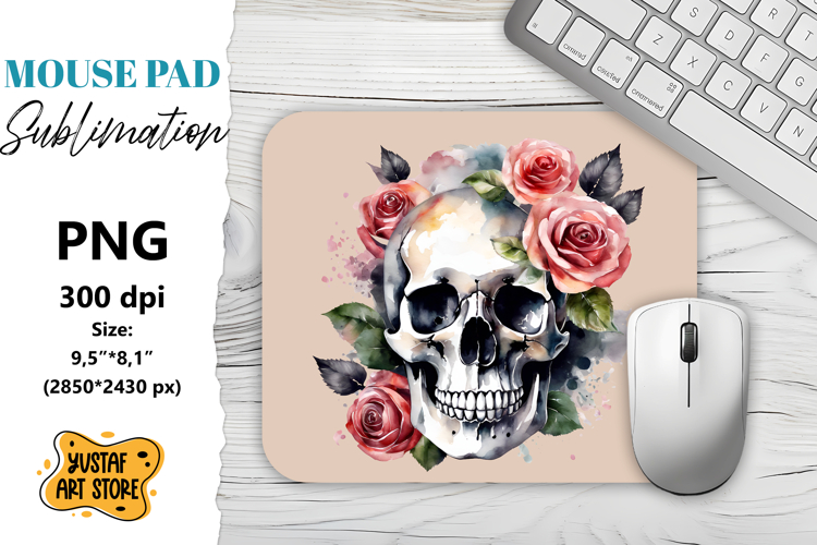 Skull mouse pad sublimation. Halloween mouse pad