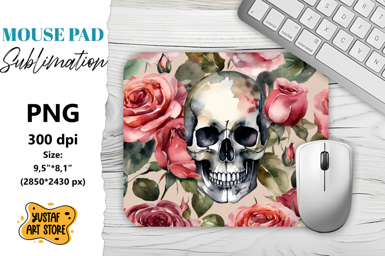 Skull mouse pad sublimation. Halloween mouse pad