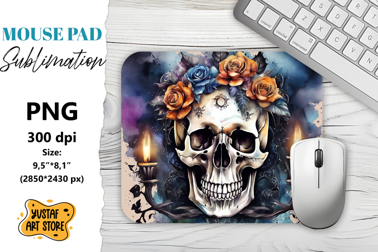 Skull mouse pad sublimation. Halloween mouse pad