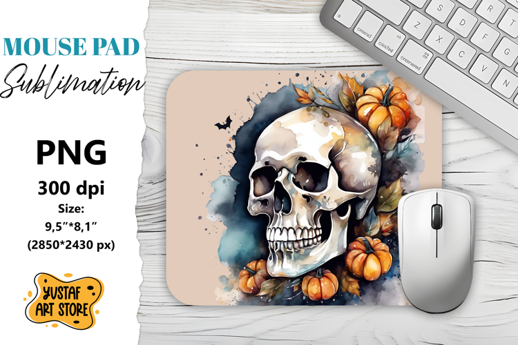 Skull mouse pad sublimation. Halloween mouse pad