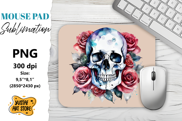 Skull mouse pad sublimation. Halloween mouse pad