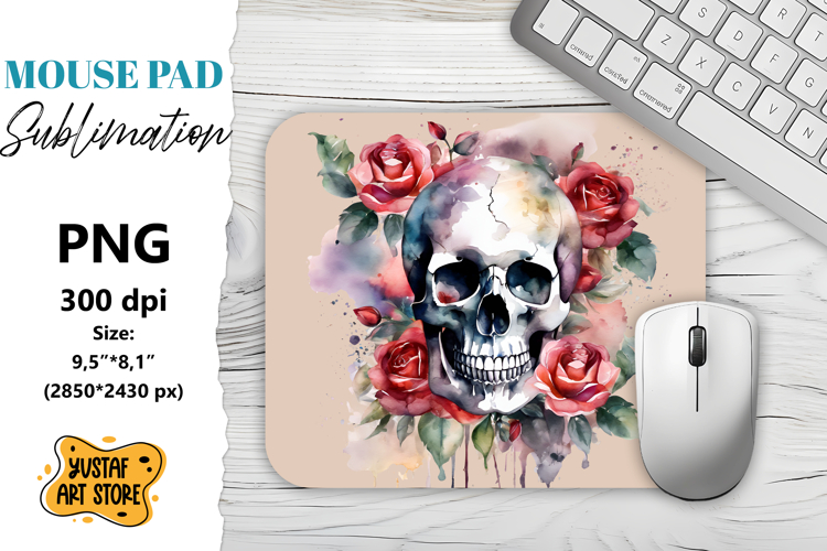 Skull mouse pad sublimation. Halloween mouse pad