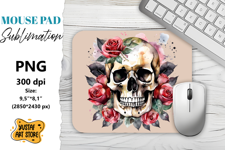 Skull mouse pad sublimation. Halloween mouse pad