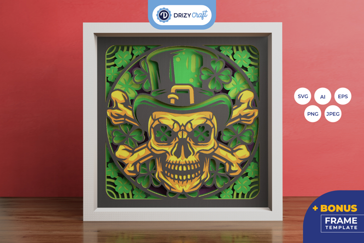 Skull of Fortune 3D Shadow Box - Skull 3D Paper Craft