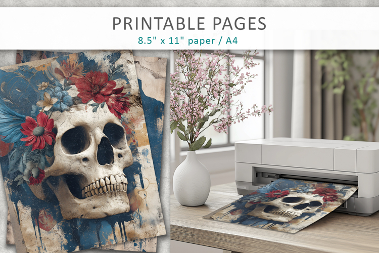 grunge skull papers